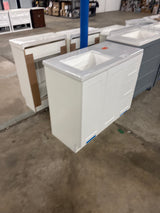 Bannister 37 in. W x 19 in. D x 35 in. H Single Sink Freestanding Bath Vanity in White with White Cultured Marble Top