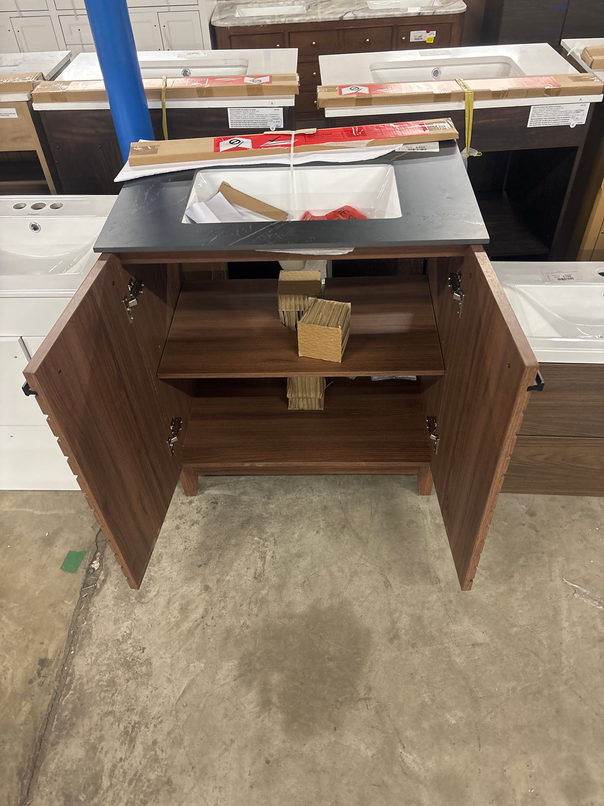 Rydal 30 in. Single Sink Spiced Walnut Bath Vanity with Black Sintered Stone Top (Assembled)