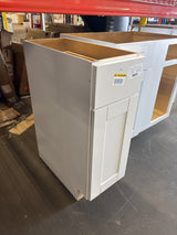 Shaker Satin White Stock Assembled Base Kitchen Cabinet with Ball-Bearing Drawer Glides (12 in. x 34.5 in. x 24 in.)