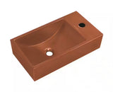 Lisse 16 in. Concrete Composite Rectangle Wall-Mounted Sink With 4 in. Basin Right Side Faucet Mount in Matte Terracotta