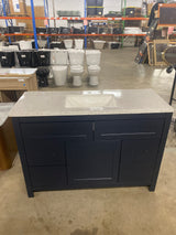 Clady 49 in. W x 19 in. D x 35 in. H Single Sink Bath Vanity in Deep Blue with Silver Ash Cultured Marble Top