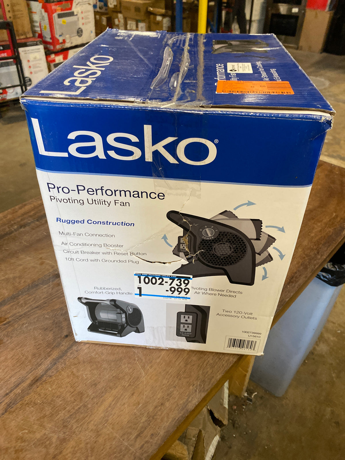 Pivoting 11.2 in. 3 Speed High Velocity Blower Fan for Home, Job Site in Gray, 375 CFM, 2 120V Outlets, Circuit Breaker