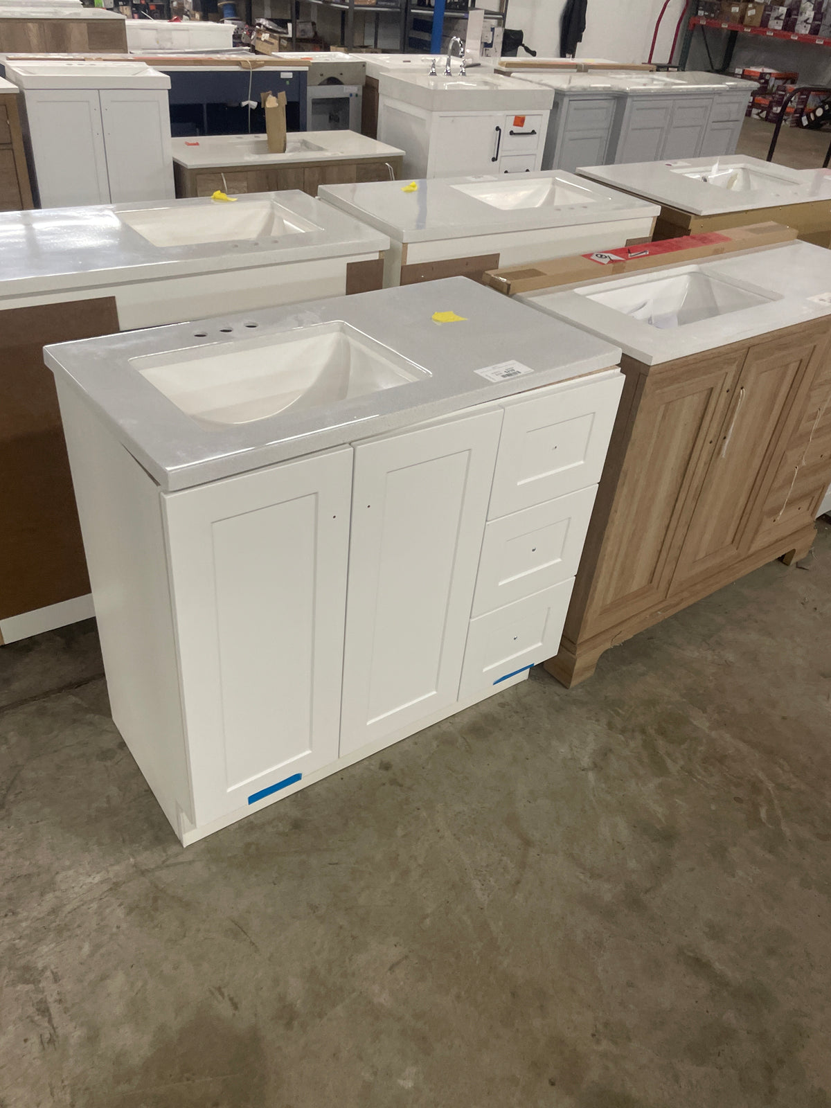 Bannister 37 in. W x 19 in. D x 35 in. H Single Sink Freestanding Bath Vanity in White with White Cultured Marble Top