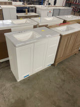 Bannister 37 in. W x 19 in. D x 35 in. H Single Sink Freestanding Bath Vanity in White with White Cultured Marble Top