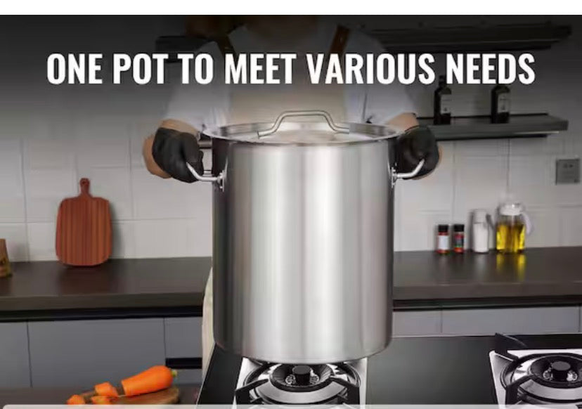 42 qt. Stainless Steel Stock pots Heavy Duty Commercial Grade Stock Pot Large Cooking Pots, Silver