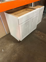 Westfield Feather White Shaker Stock Assembled Base Kitchen Cabinet (36 in. W x 23.75 in. D x 35 in. H)