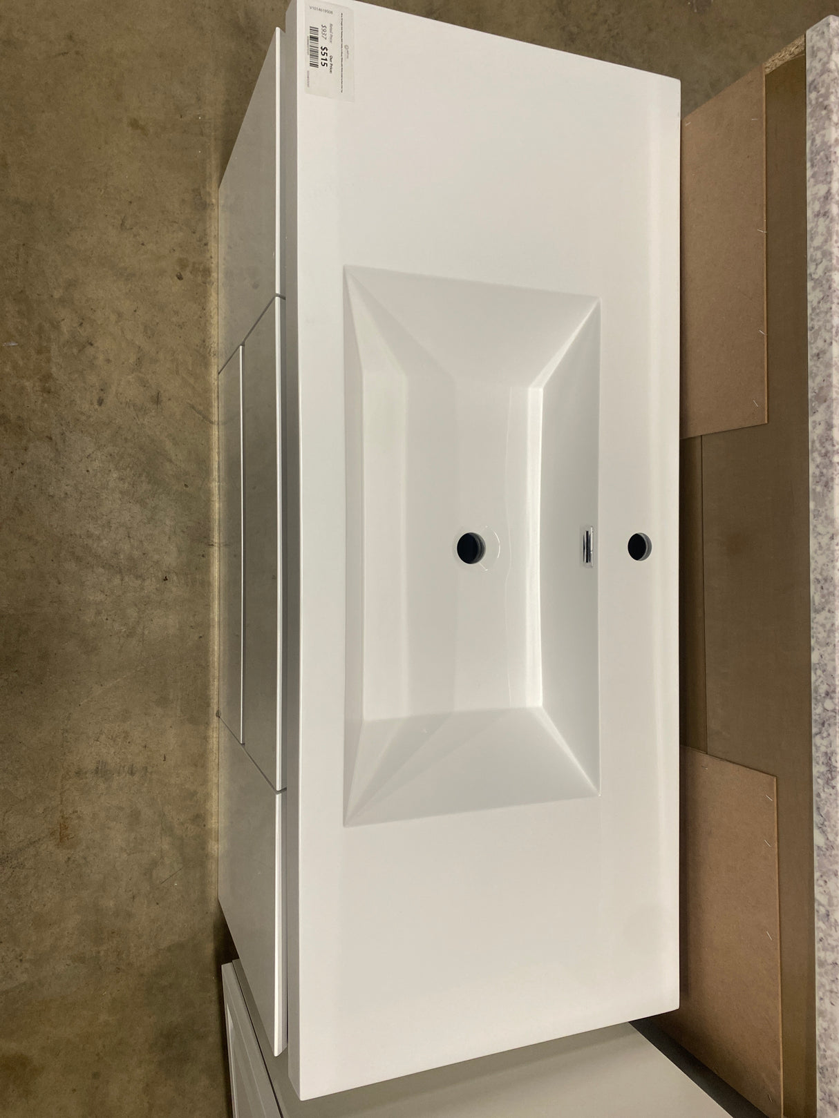 48 in. W Single Sink Floating Bath Vanity in Glossy White with White Solid Surface Sink Top