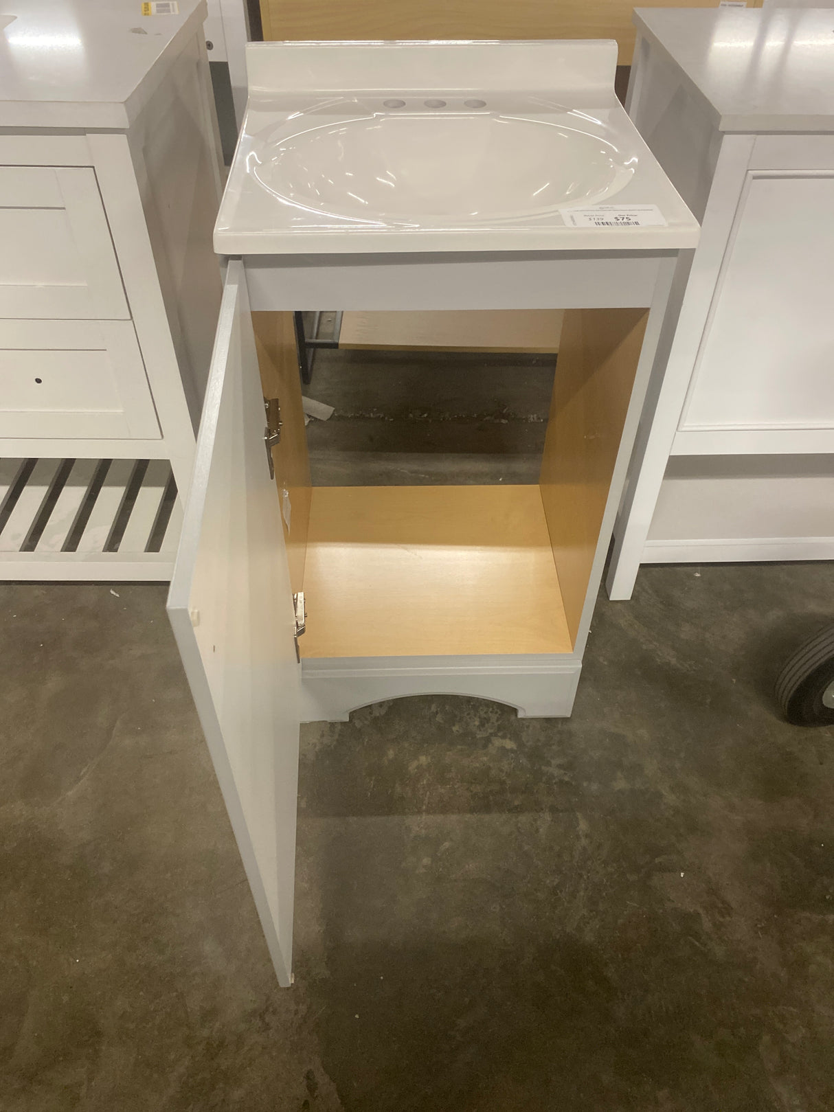 19 in. Single Sink Pearl Gray Bath Vanity with White Cultured Marble Top (Assembled)