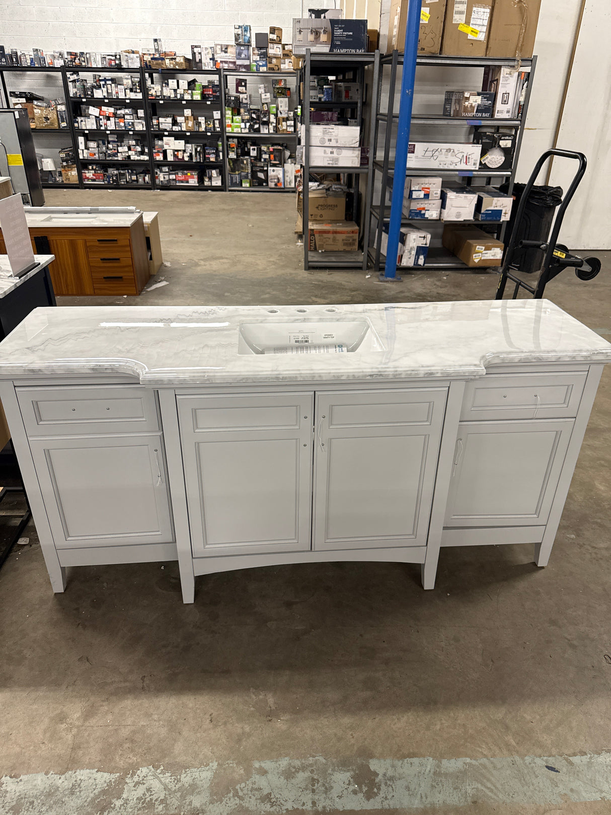 Sassy 72 in. W x 22 in. D x 34 in. H Single Sink Bath Vanity in Dove Gray with Epoxied Carrara Marble Top
