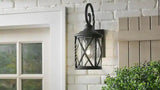 Walcott Manor 18.75 in. 1-Light Black Industrial Outdoor Wall Lantern Sconce with Clear Seeded Glass