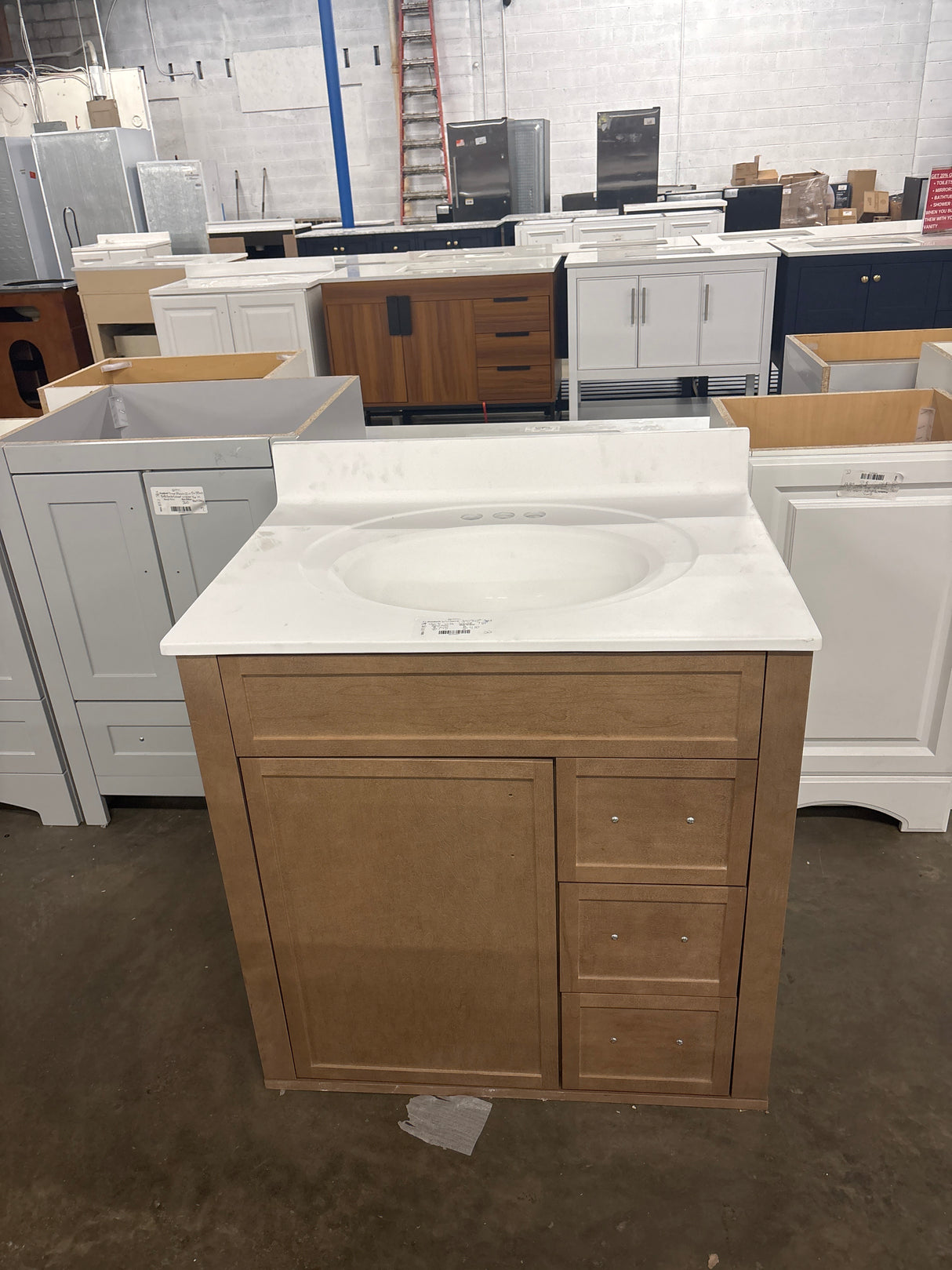 Winsome 30 in. Sand Bath Vanity Cabinet and 31 in. x 22 in. White Rectangular Sink Vanity Top