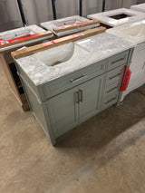 Caville 42 in. W x 22 in. D x 34.50 in. H Bath Vanity in Sage Green with Carrara Marble Top