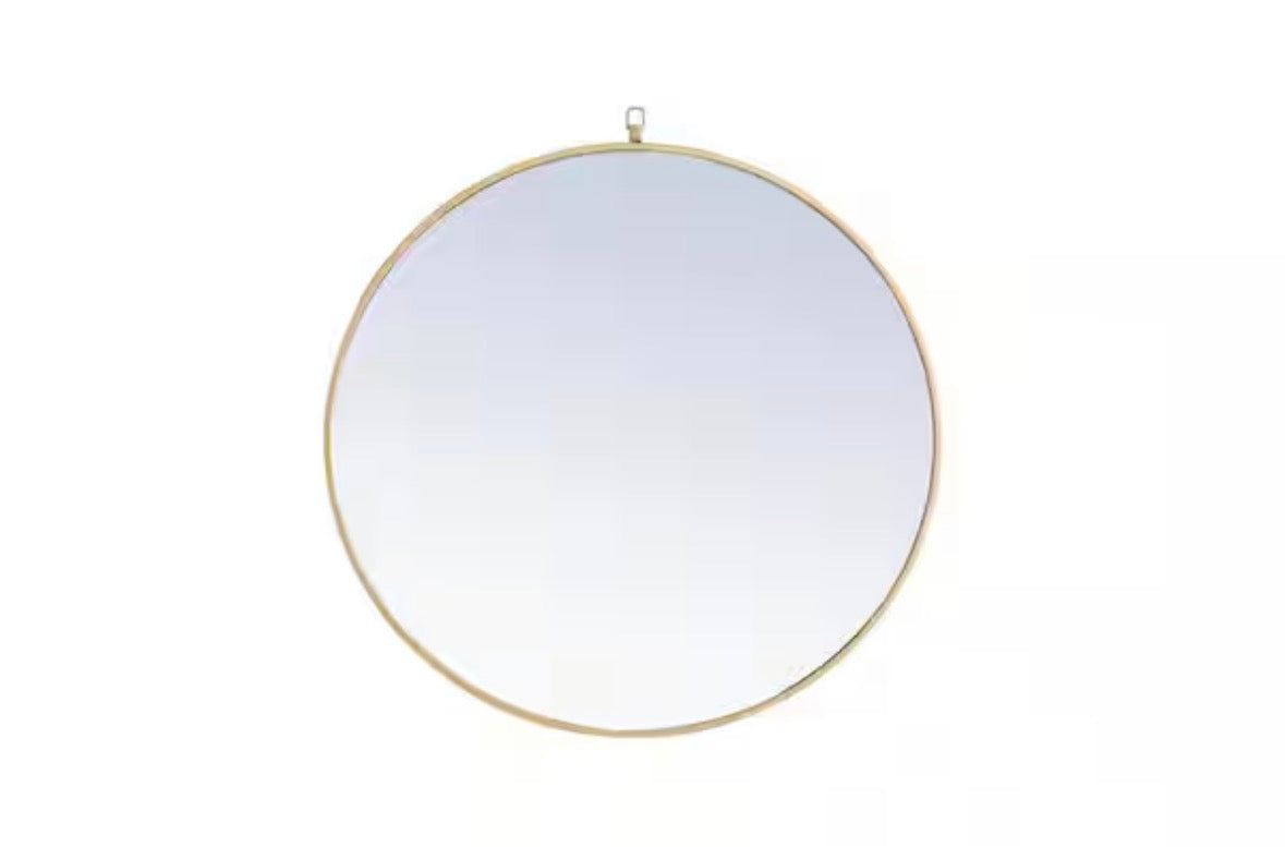 Timeless Home 32 in. W x 32 in. H x Contemporary Metal Framed Round Brass Mirror