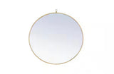 Timeless Home 32 in. W x 32 in. H x Contemporary Metal Framed Round Brass Mirror