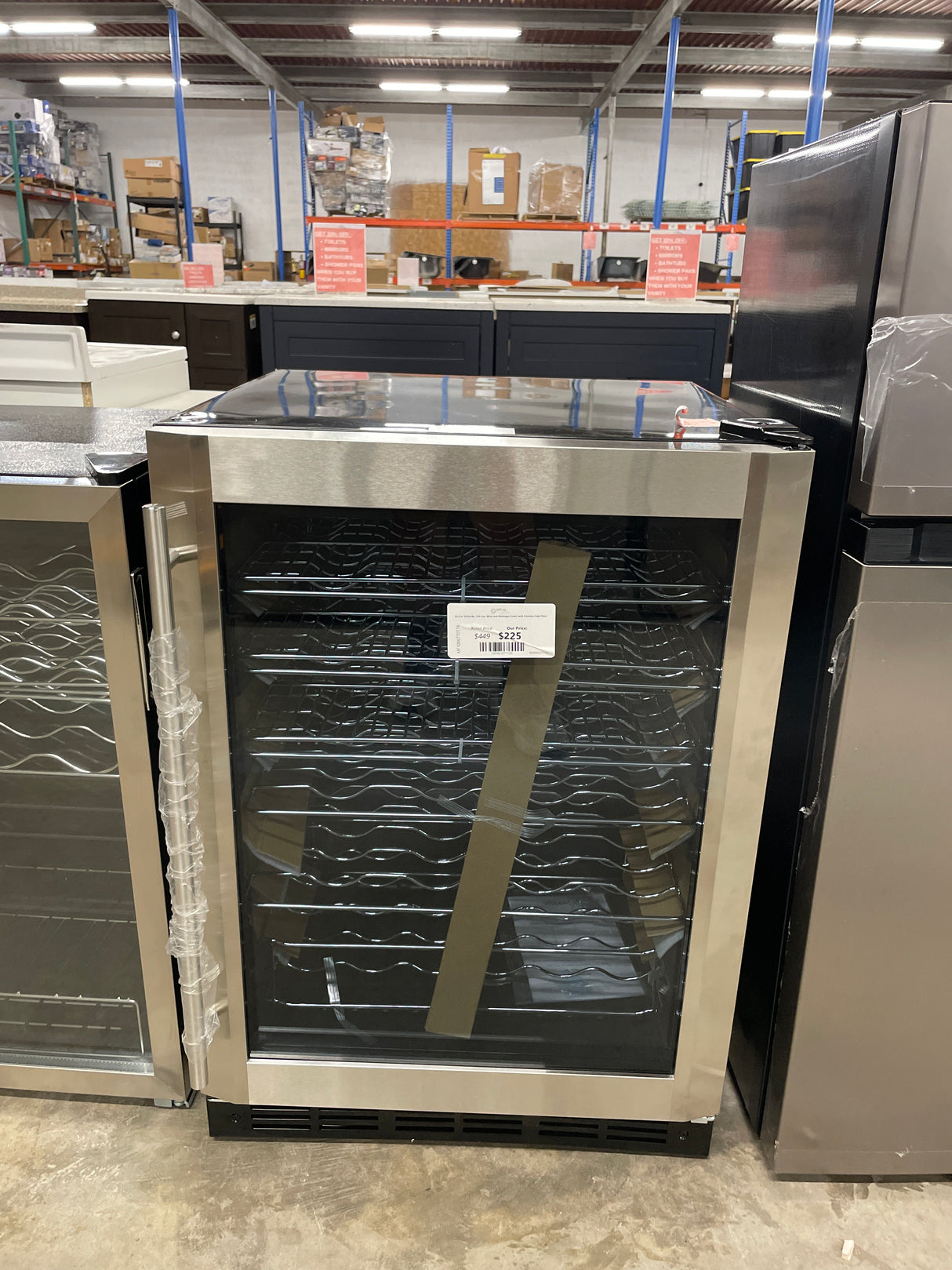 23.4 in. 50 Bottle, 154 Can, Wine and Beverage Cooler with Stainless Steel Door