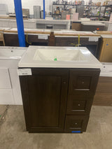 Bannister 25 in. Single Sink White Bath Vanity with Granite-Look Colorpoint White Cultured Marble Top (Assembled)