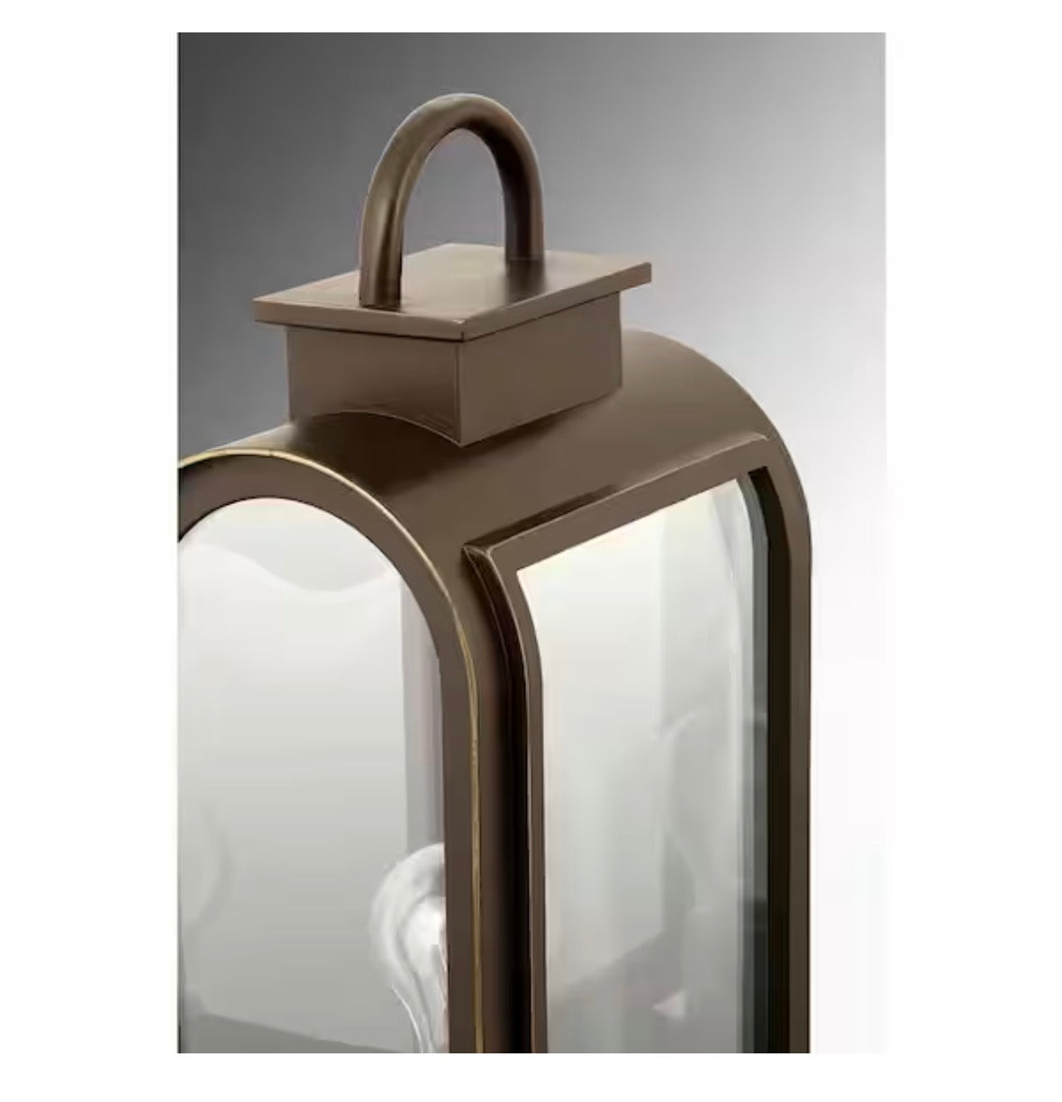 Refuge Collection 1-Light Oil Rubbed Bronze Clear/Etched Umber Glass Farmhouse Outdoor Medium Wall Lantern Light