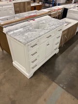 Windlowe 49 in. W x 22 in. D x 35 in. H Freestanding Bath Vanity in White with Carrara White Marble Top