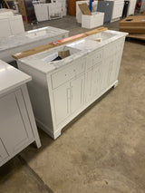 Doveton 60 in. W x 19 in. D x 34.50 in. H Bath Vanity in White with White Cultured Marble Top