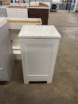 19 in. Single Sink White Bath Vanity with White Cultured Marble Top (Assembled)