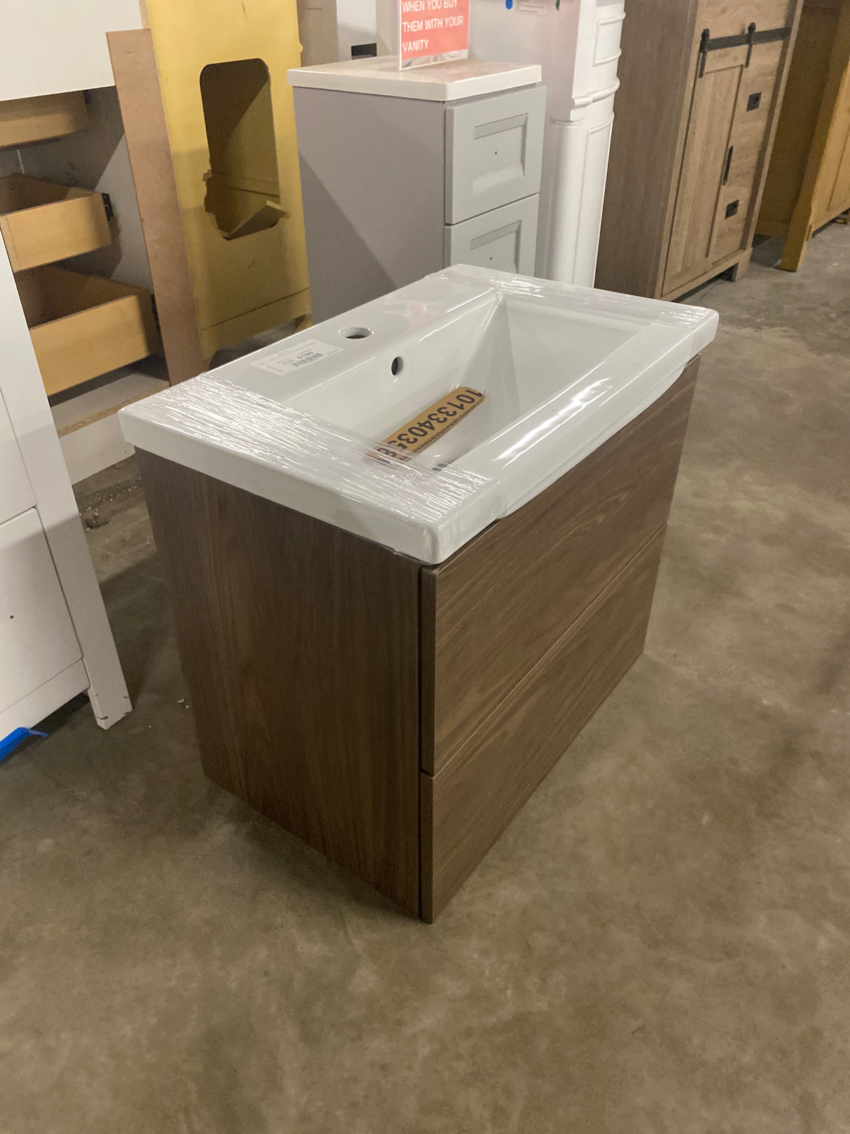 Ardwick 24 in. Single Sink Mocha Walnut Bath Vanity with White Ceramic Top (Assembled)