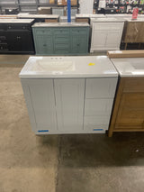 Bannister 37 in. W x 19 in. D x 35 in. H Single Sink Bath Vanity in Pearl Gray with White Cultured Marble Top