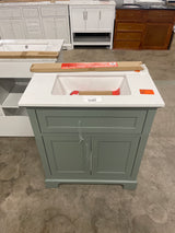 Doveton 30 in. Single Sink Sage Green Bath Vanity with White Engineered Stone Top (Assembled)
