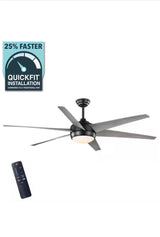 Windward 68 in. White Color Changing Integrated LED Matte Black Ceiling Fan with Light Kit, DC Motor and Remote