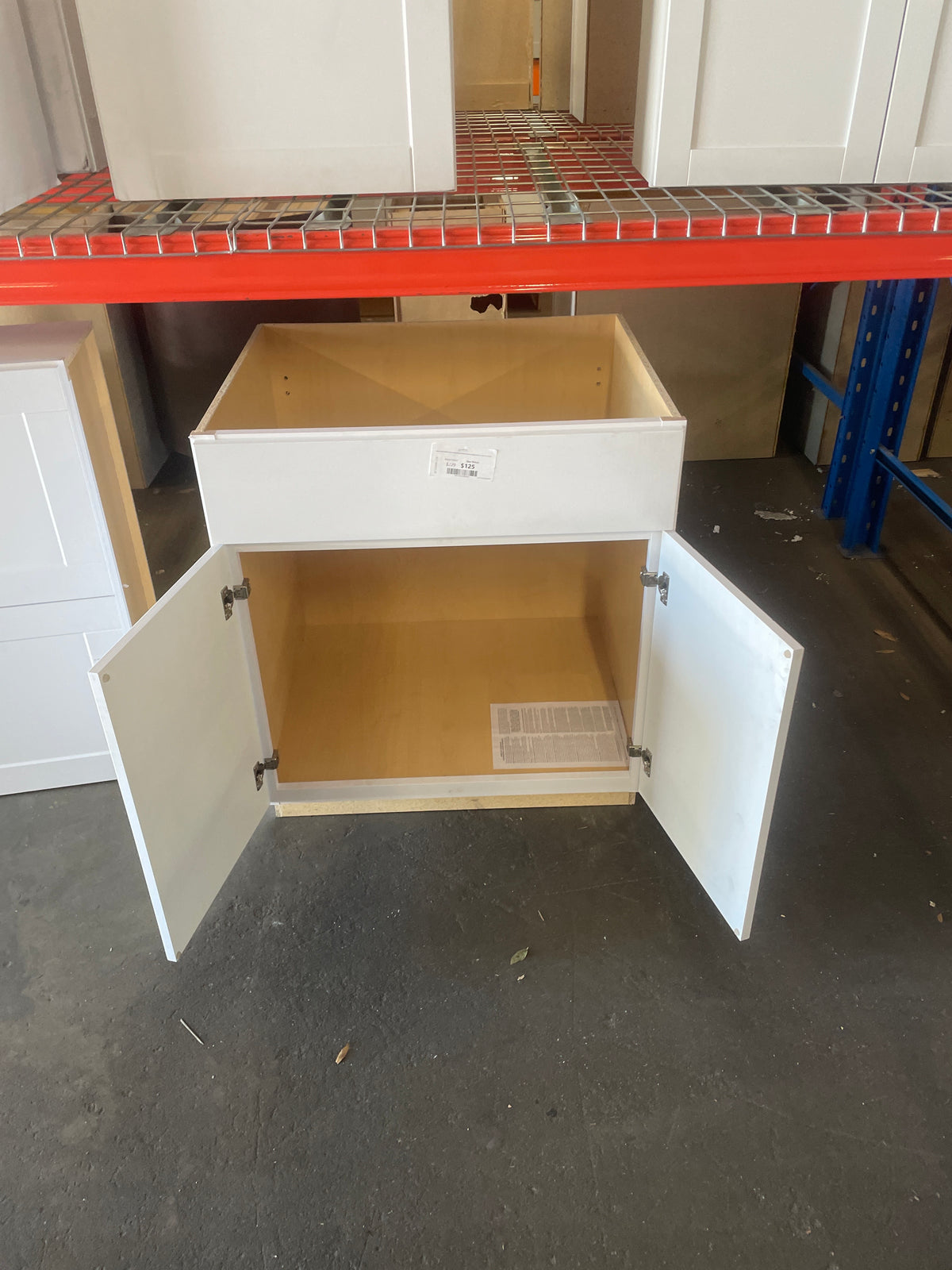 Shaker Satin White Stock Assembled Sink Base Kitchen Cabinet (30 in. x 34.5 in. x 24 in.)