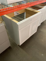 Westfield Feather White Stock Assembled Sink Base Kitchen Cabinet (36 in. x 34.5 in. x 24 in.)