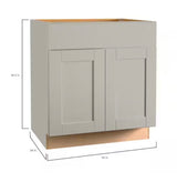 Shaker Dove Gray Stock Assembled Base Kitchen Cabinet with Ball-Bearing Drawer Glides (30 in. x 34.5 in. x 24 in.)