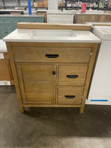 Stanhope 31 in. W x 22 in. D Vanity in Reclaimed Oak with Engineered Stone Vanity Top in Crystal White with White Sink