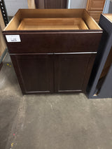 Shaker Java Stock Assembled Base Kitchen Cabinet with Ball-Bearing Drawer Glides (30 in. x 34.5 in. x 24 in.)