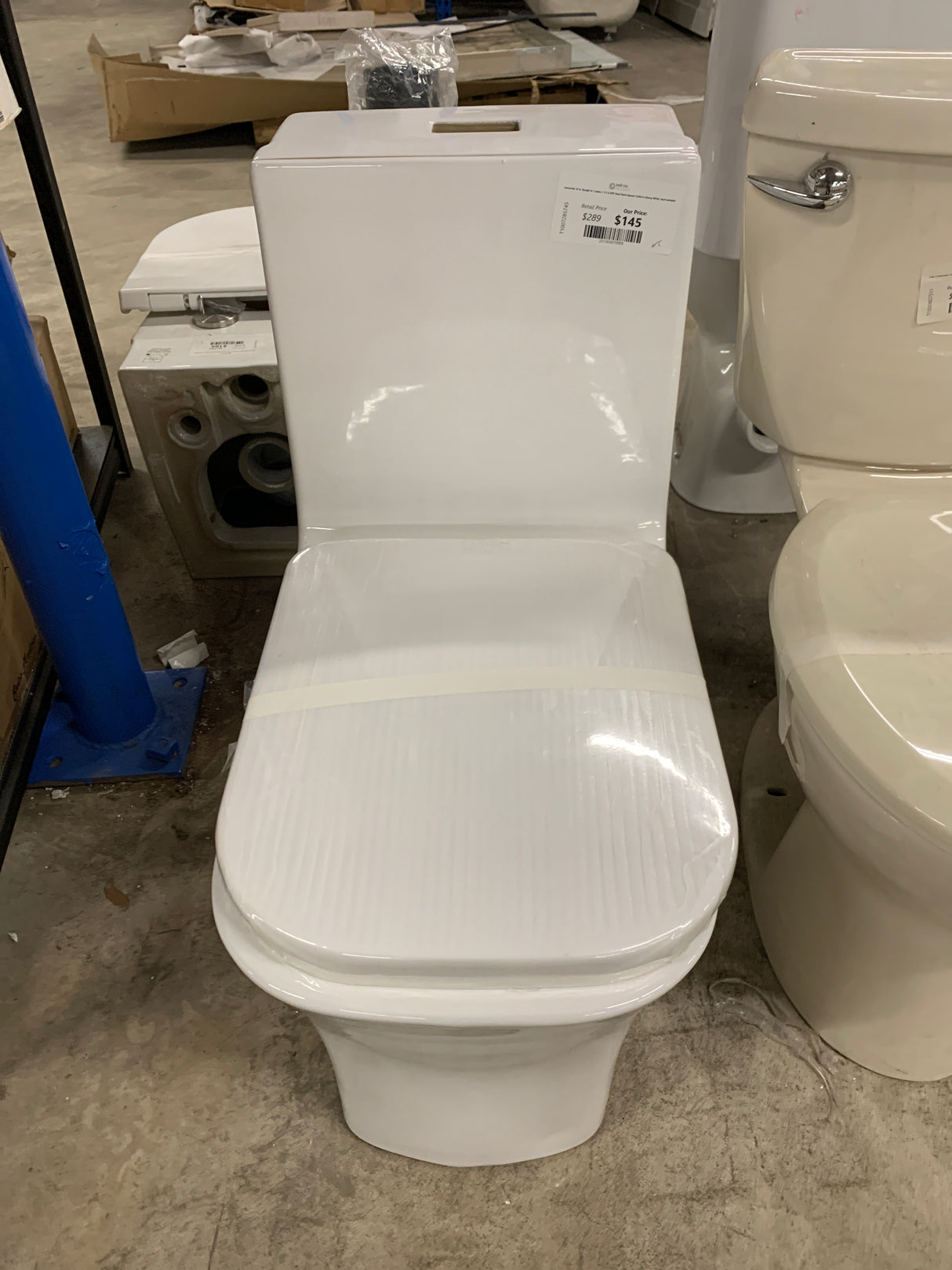 Concorde 10 in. Rough In 1-piece 1.1/1.6 GPF Dual Flush Square Toilet in Glossy White, Seat Included