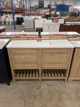 Autumn 48 in. Single Sink Weathered Tan Bath Vanity with White Engineered Stone Top (Assembled)