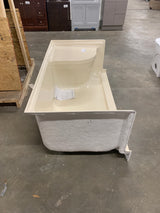 Aquatique 60 in. L x 32 in. W Single Alcove Shower Base Pan with Left Hand Drain and Integral Right Hand Seat in Biscuit