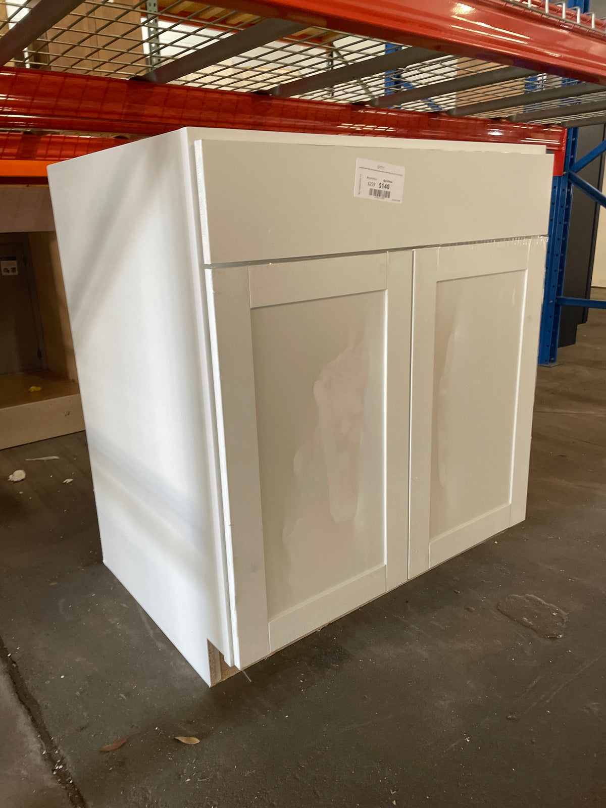 Westfield Feather White Shaker Stock Sink Base Kitchen Cabinet (30 in. W x 23.75 in. D x 35 in. H)