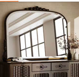 Antique Bronze 44 in. W x 32 in. H Arched Polyurethane Framed with Decoration Antique Vanity Wall Mirror