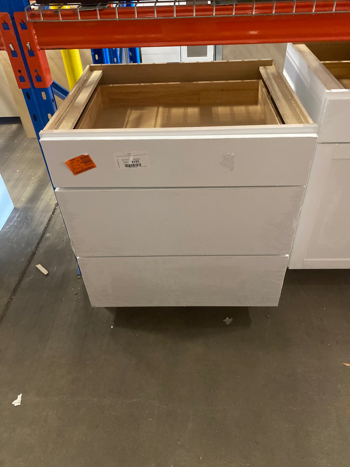 Courtland Polar White Finish Laminate Shaker Stock Assembled Drawer Base Kitchen Cabinet 30 in. x 34.5 in. x 24 in.