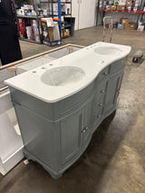 Terryn 61 in. Double Sink Dusk Green Bath Vanity with Engineered White Marble Top (Assembled)