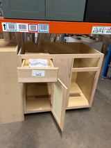 36 in. W x 24 in. D x 34.5 in. H Assembled Blind Corner Base Kitchen Cabinet in Unfinished with Recessed Panel