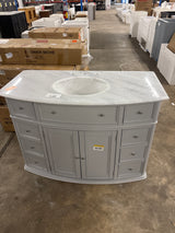 Hampton Harbor 45 in. W x 22 in. D Bath Vanity in Dove Grey with Natural Marble Vanity Top in White