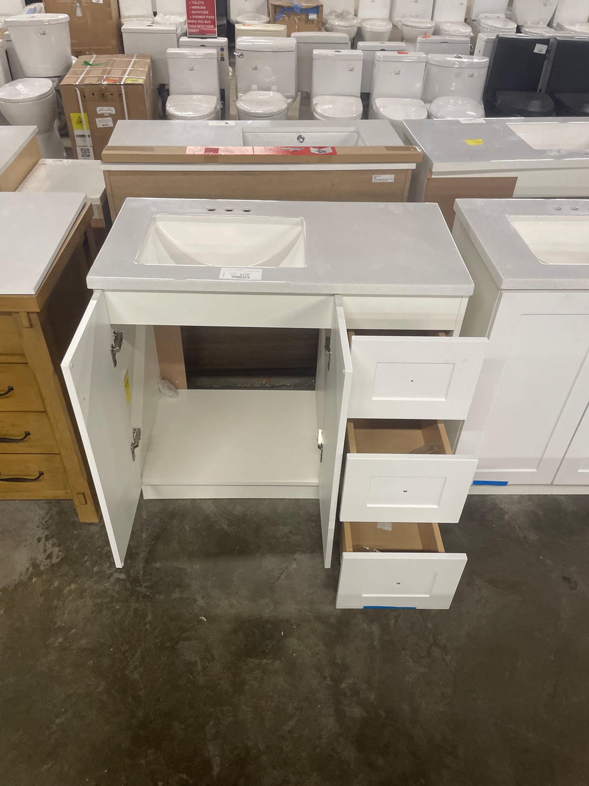 Bannister 37 in. W x 19 in. D x 35 in. H Single Sink Freestanding Bath Vanity in White with White Cultured Marble Top