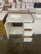 Bannister 37 in. W x 19 in. D x 35 in. H Single Sink Freestanding Bath Vanity in White with White Cultured Marble Top