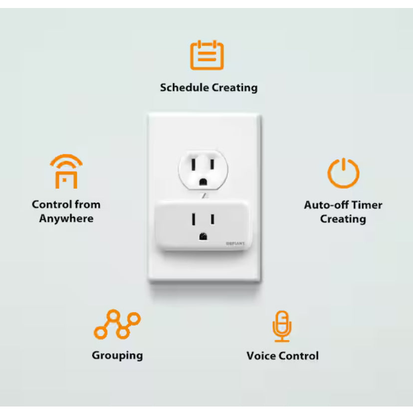 15 Amp 120-Volt Indoor Smart Plug & Timer Wi-Fi Bluetooth Single Outlet Powered by Hubspace (2-Pack)