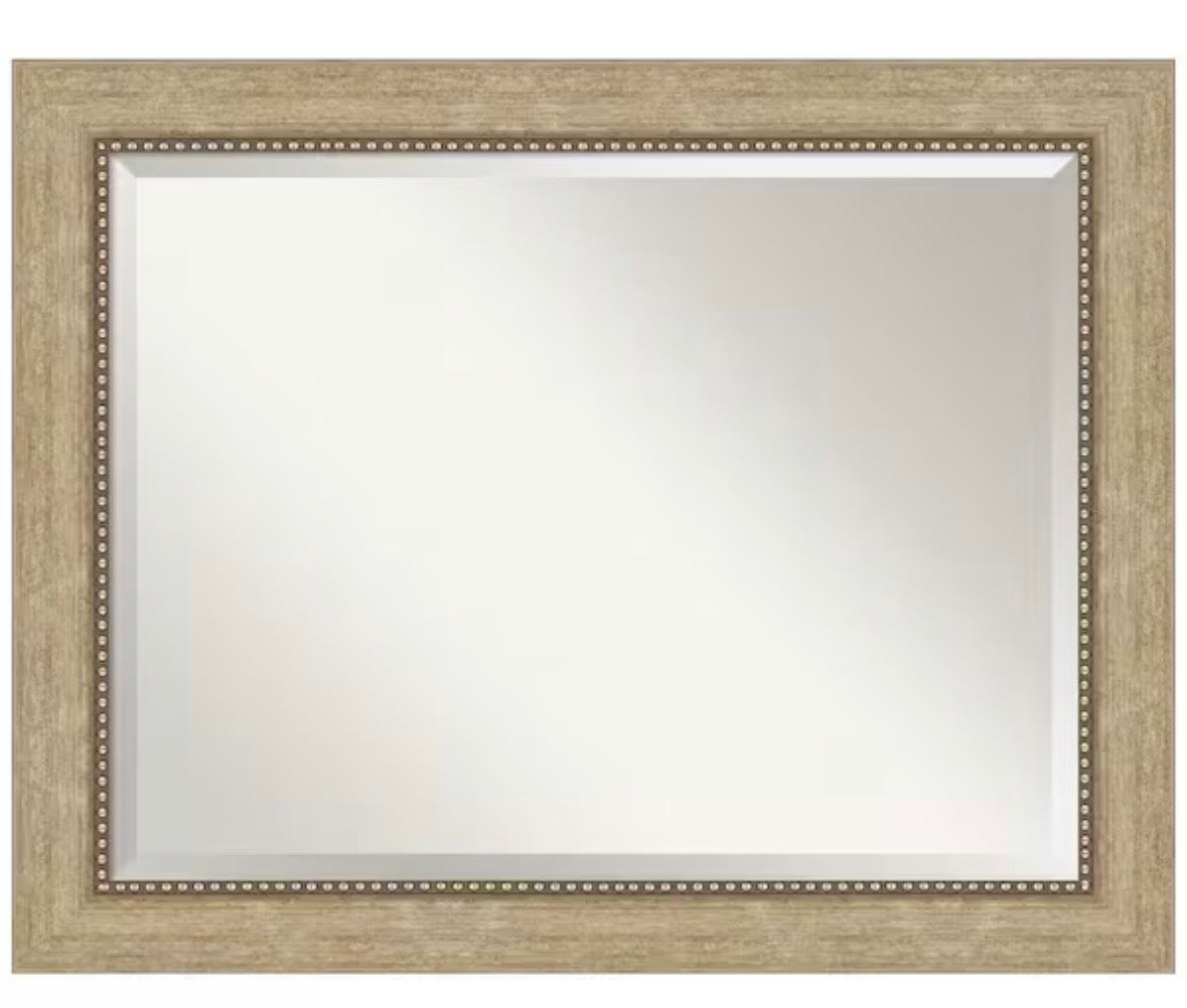 Astor 33 in. x 27 in. Modern Rectangle Framed Champagne Bathroom Vanity Mirror