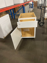Shaker Satin White Stock Assembled Base Kitchen Cabinet with Ball-Bearing Drawer Glides (21 in. x 34.5 in. x 24 in.)