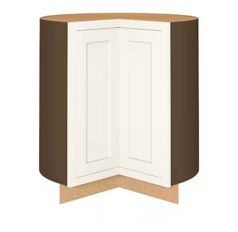 Westfield Feather White Shaker Stock Lazy Suzan Corner Base Kitchen Cabinet (36 in. W x 23.75 in. D)