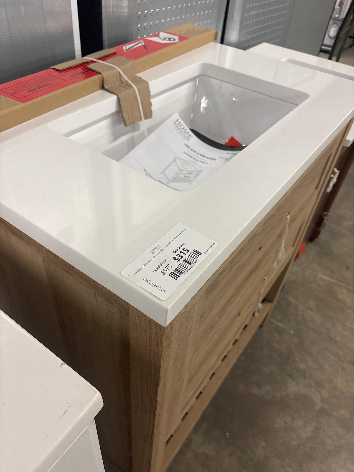 Autumn 30 in. W x 19 in. D x 34 in. H Single Sink Bath Vanity in Weathered Tan with White Engineered Stone Top