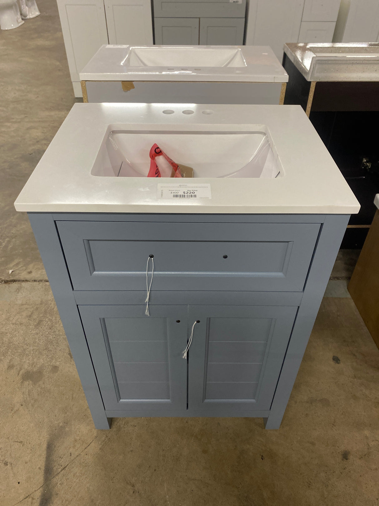 Hanna 24 in. W x 19 in. D x 34.5 in. H Single Sink Bath Vanity in Spruce Blue with White Engineered Stone Top